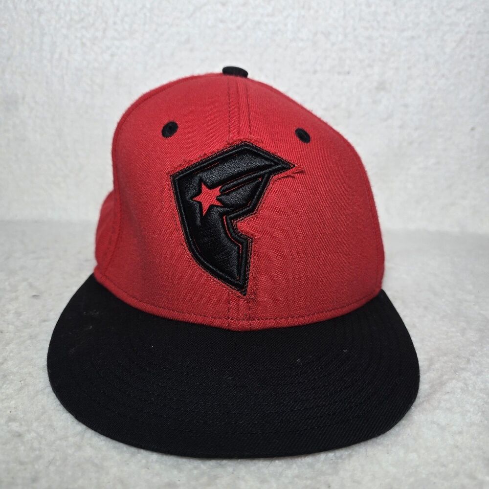 Famous Stars Straps Hat Flat Fitty 7 5/8 Fitted Cap Red Black Skater Style